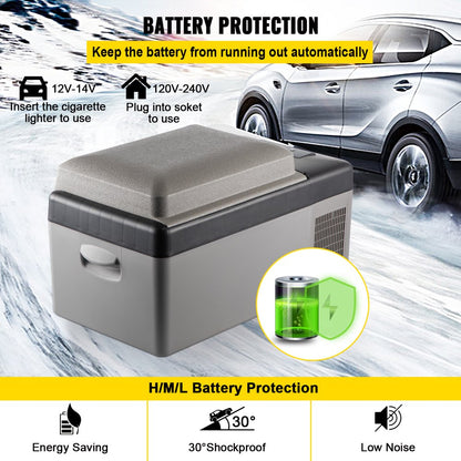 Portable Car Refrigerator 20L 21 Quart, 12V Electric Cooler for Car, Vehicle, Truck, RV, Boat, Mini Fridge Freezer for Driving, Travel, Fishing, Outdoor, Home-12/24V DC and 110-240V AC