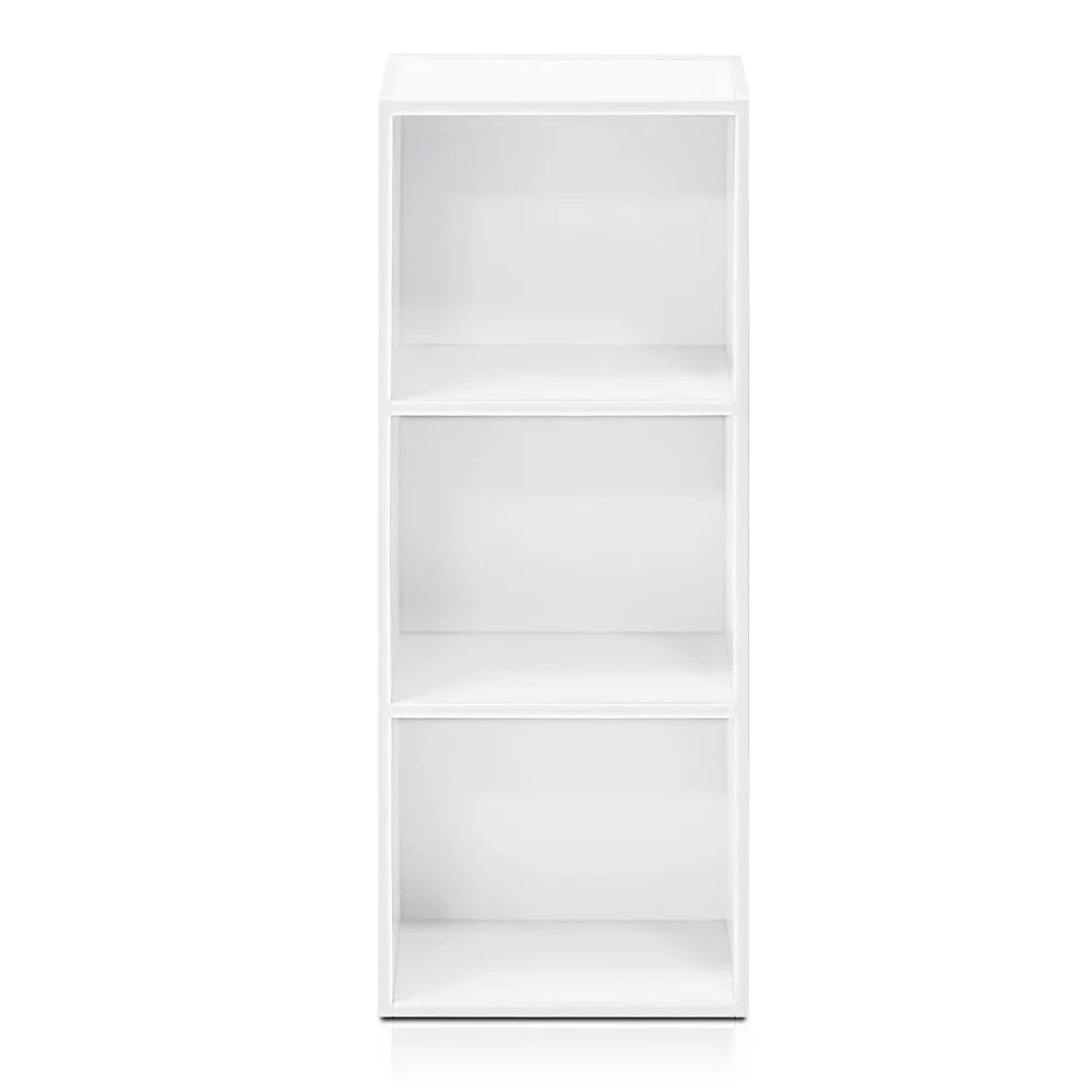 Furinno 11003WH 3 - Tier Open Shelf Bookcase, White Color - 12" W x 31.5" H x 9.3" D