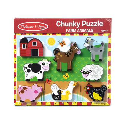 Melissa & Doug Farm Wooden Chunky Puzzle (8 Pcs) - FSC-Certified Materials