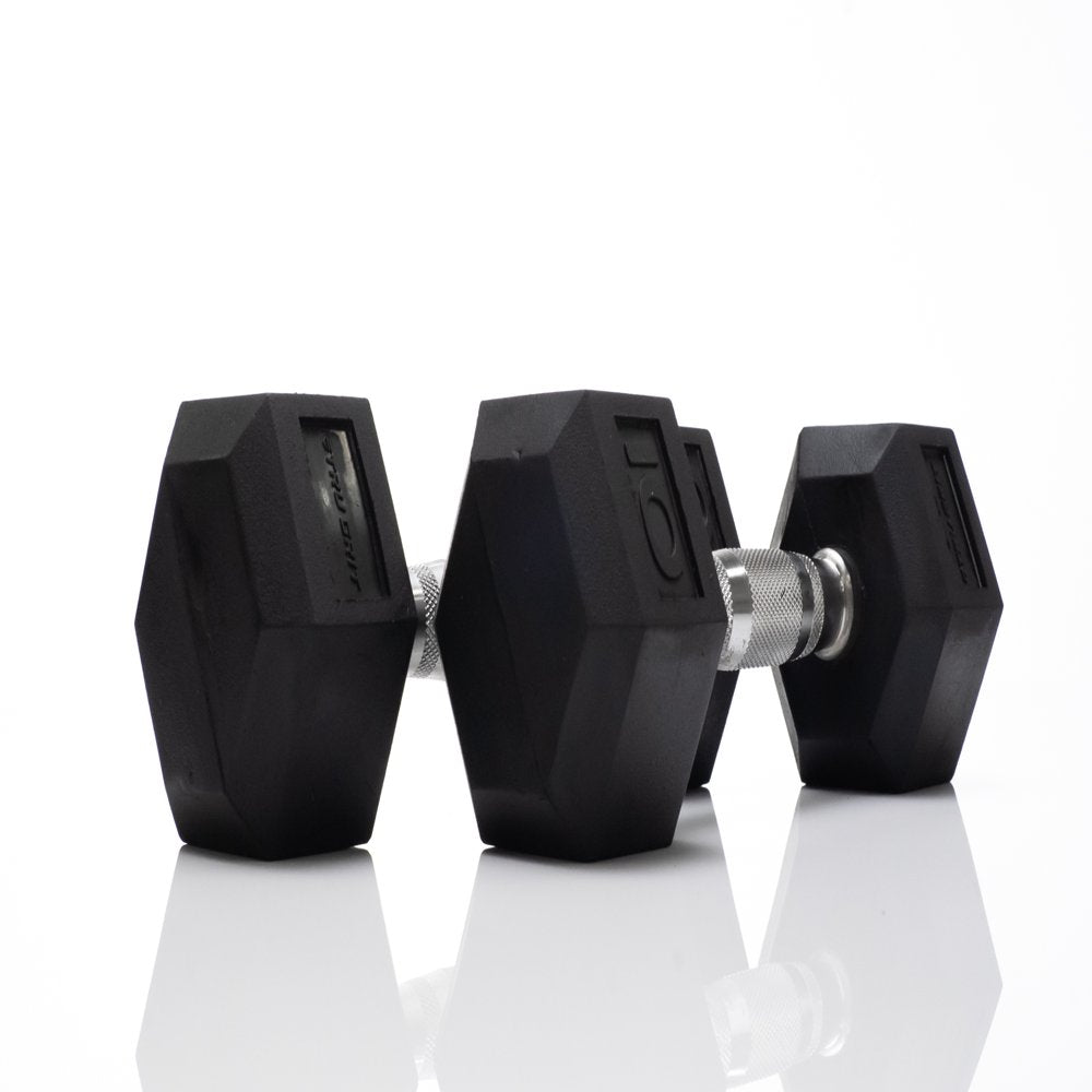  10lb Black Rubber Hex Dumbbell, Pair