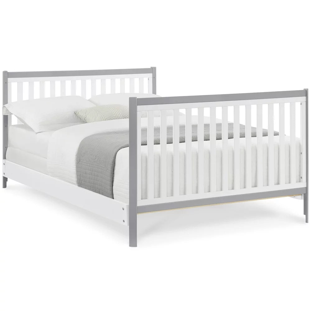 Delta Children Tribeca 4-in-1 Convertible Baby Crib, Greenguard Gold Certified, White/Grey