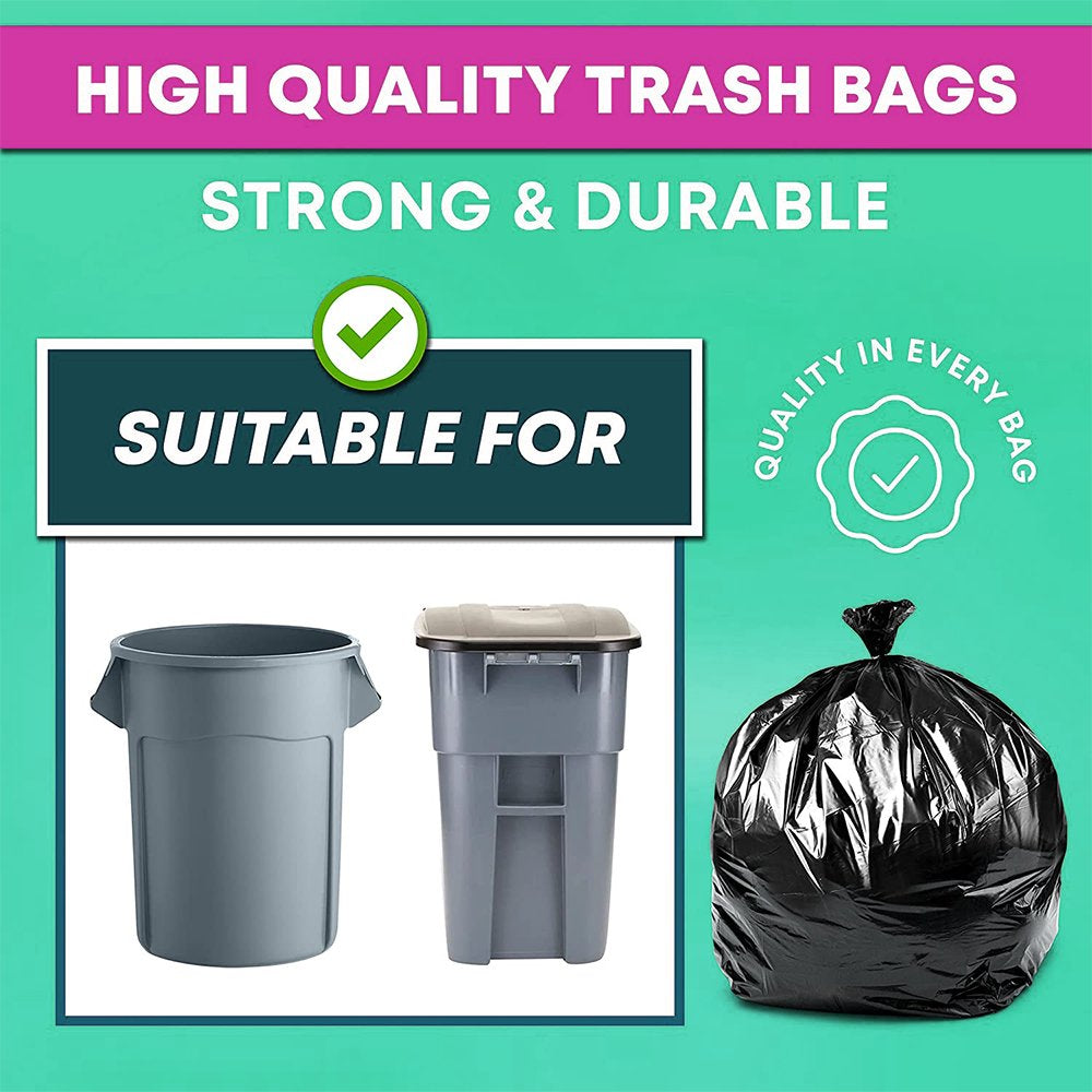 55 Gallon Trash Bags, Heavy Duty Outdoor Garbage Bags (50 Count) for Commercial, Lawn, Leaf and Contractors