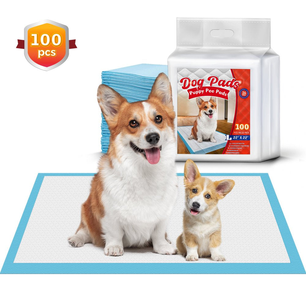 Tolobeve Puppy Pads Training Pads, Large, 22 in x 22 in, 100 Count Disposable Dog Pee Pet Pads