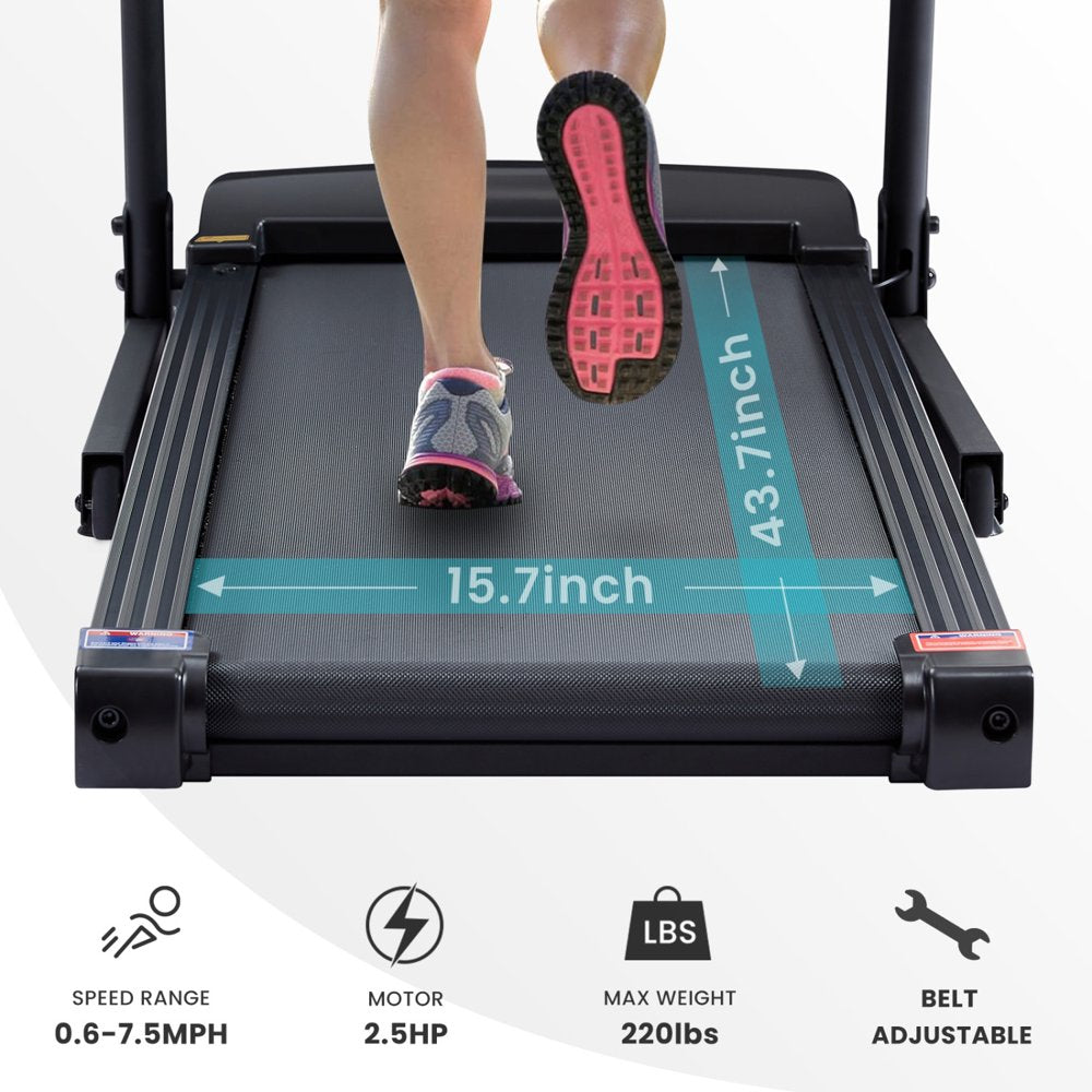 Electric Folding Treadmill for Home, 12 Preset Programs & 3 Modes, Heart Pulse System, Built-in MP3 Speaker, LED Display, Black