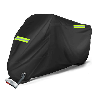 Motorcycle Cover All Season Universal Weather Quality Waterproof Sun Outdoor Protection Durable Night Reflective with Lock-Holes & Storage Bag Fits up to 96" Motorcycles Vehicle Cover