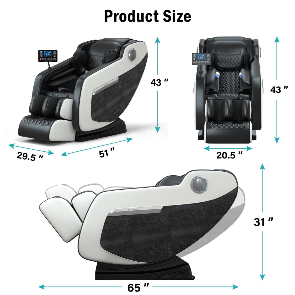 Relax Rejuvenate Zero Gravity Massage Chair Full Body Recliner Air Pressure, Bluetooth, Heat, and Foot massage Black