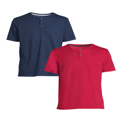 George Men'S Henley Tee with Short Sleeves, 2-Pack