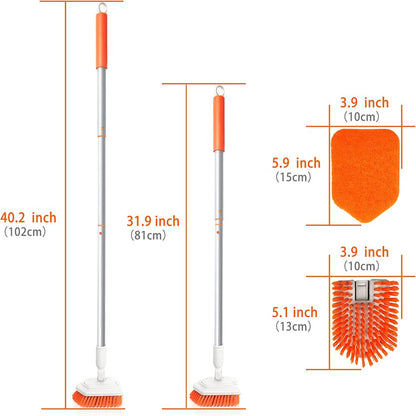 Shower Scrubber JEHONN Tub and Tile Cleaning Brush with Long Handle Orange