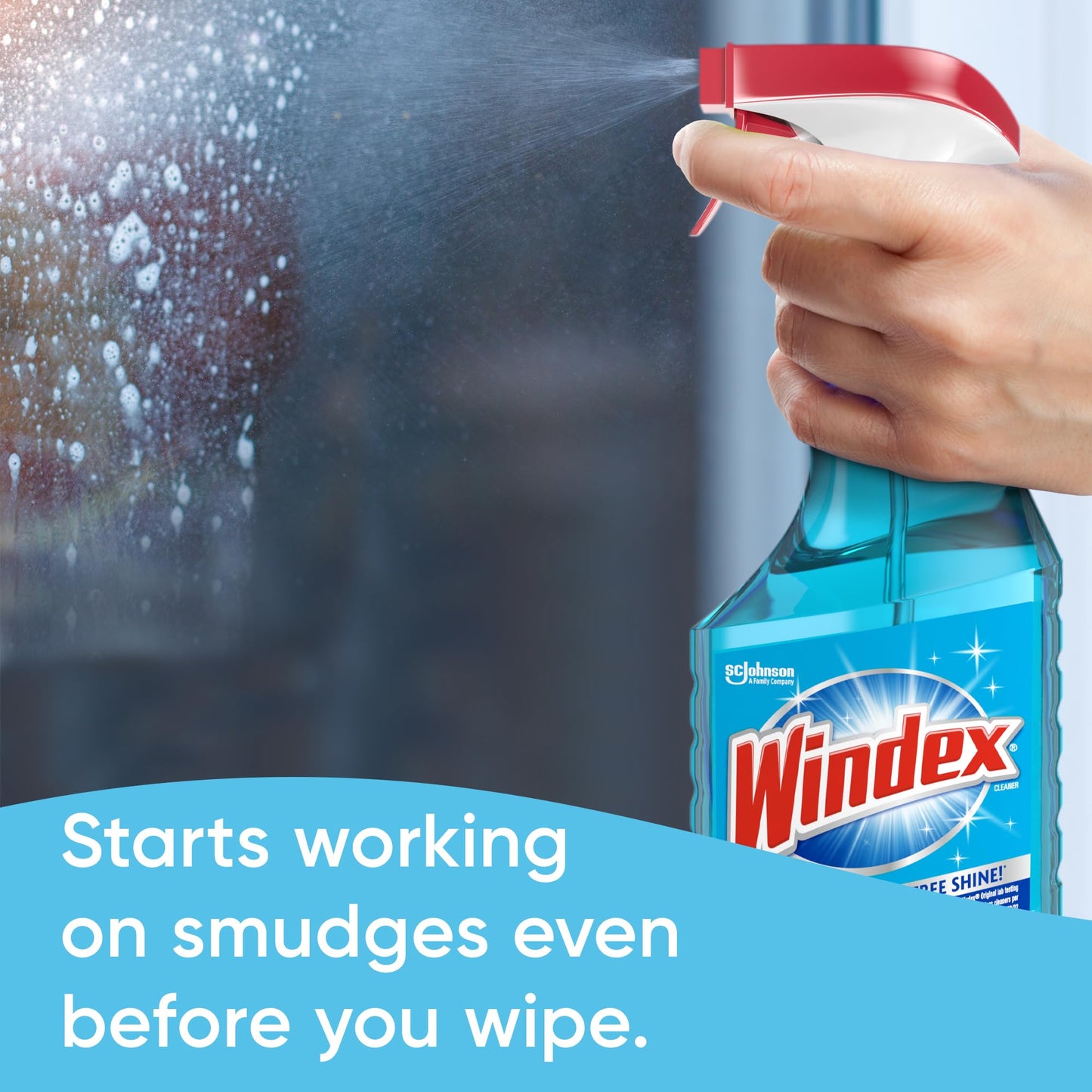 Windex Glass and Window Cleaner Spray Bottle, New Packaging Designed to Prevent Leakage and Breaking, Original Blue, 23 fl oz