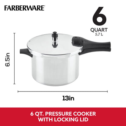 Farberware 6-Quart Aluminum Stovetop Pressure Cooker, 15 PSI