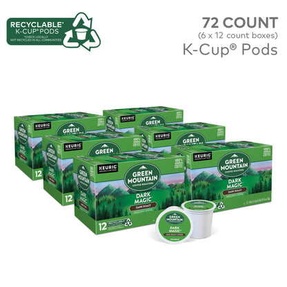 Green Mountain Coffee Roasters Dark Magic Keurig Single-Serve K-Cup Pods, Dark Roast Coffee, 72 Count (6 Packs of 12)