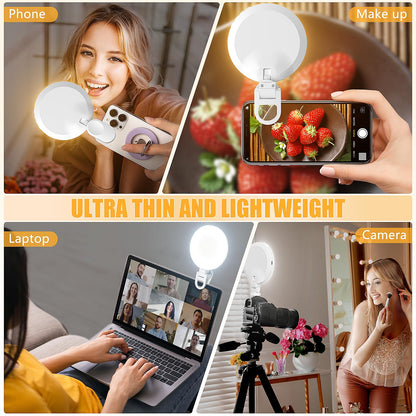 154 LED Phone Light, 5000Mah Rechargeable Selfie Light Clip Video Light, Adjusted 3 Light Modes, 10 Brightness Levels for Phone, Camera, Laptop, iPad, Light for Makeup, Video Conference, TikTok, Vlog