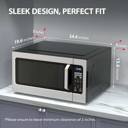 Toshiba ML-EM62P(SS) Large Countertop Microwave with Smart Sensor, 6 Menus, Auto Defrost, ECO Mode, Mute Option & 16.5" Position Memory Turntable, 2.2 Cu Ft, 1200W, Stainless Steel