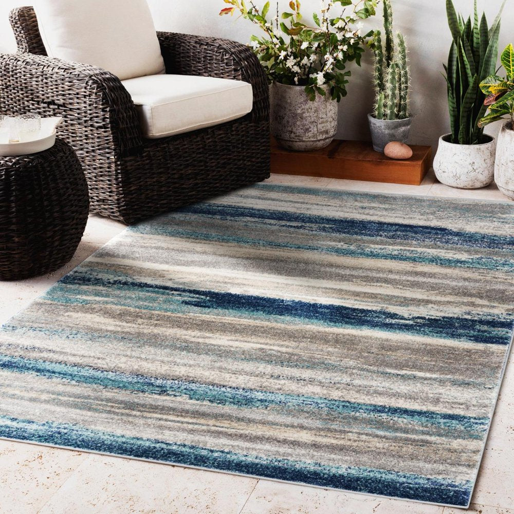 Luxe Weavers Lagos Collection 7501 Blue 8x10 Abstract Area Rug