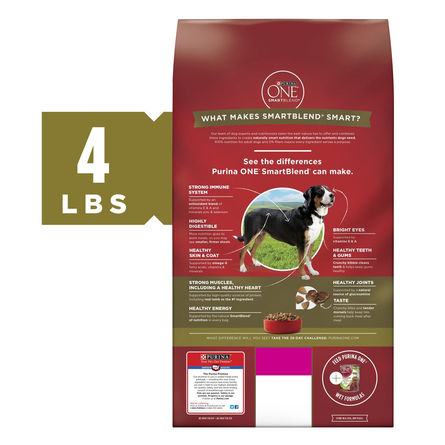 Purina ONE Dry Dog Food Lamb and Rice Formula - (4) 4 lb. Bags