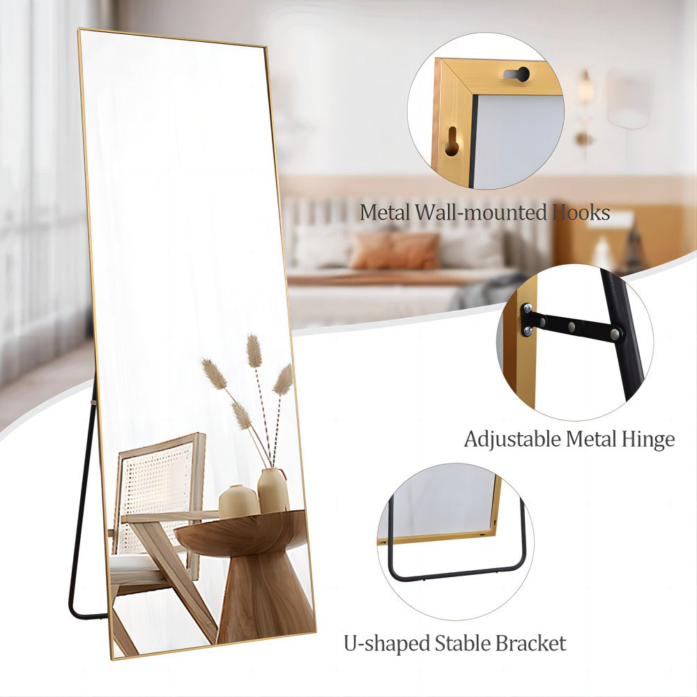 64"X21" Full Length Mirror Rectangle Body Dressing Floor Standing Mirrors, Gold