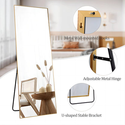 64"X21" Full Length Mirror Rectangle Body Dressing Floor Standing Mirrors, Gold