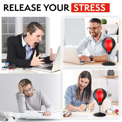 Tech Tools Stress Buster Desktop Punching Bag - Suctions to Your Desk, Heavy Duty Stress Relief Ball, Funny Desk Accessories, Office White Elephant Gift for Boss or Coworker Men and Women