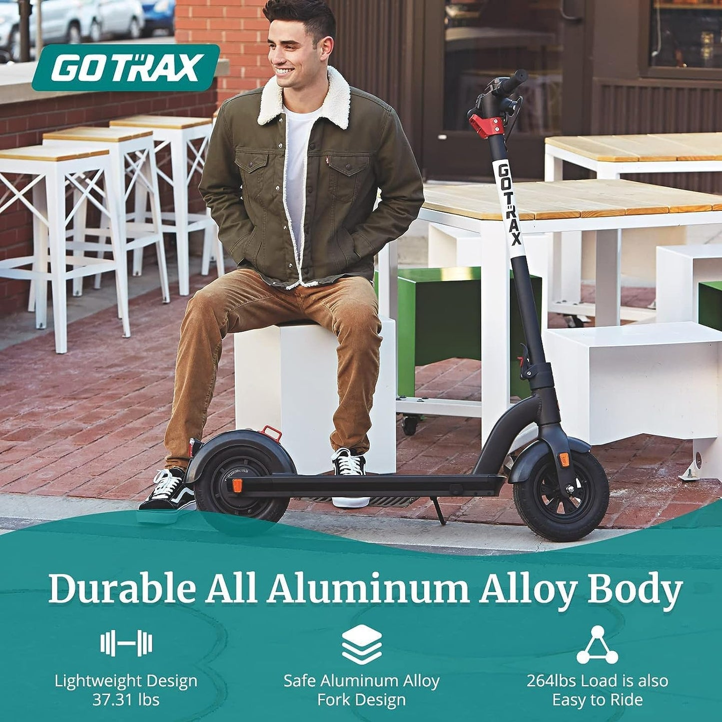 Gotrax G4 Electric Scooter, 10" Pneumatic Tires, Max 25 Mile Range and 20Mph Power by 500W Motor, Double Anti-theft Lock, Bright Headlight and Taillight, 500W Foldable E Scooter for Adult