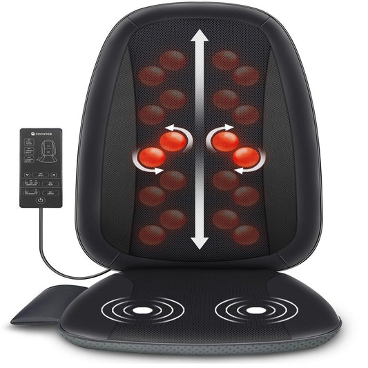 Comfier Shiatsu Back Massager with Heat Deep Tissue Kneading Massage Seat Cushion Electric Chair Pad Black