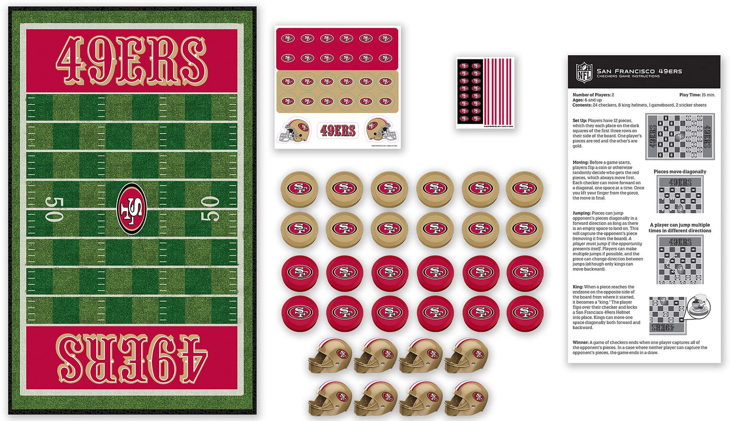 MasterPieces Family Game - NFL San Francisco 49ers Checkers - Officially Licensed Board Game for Kids & Adults, 13" x 21"