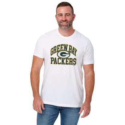 FOCO Green Bay Packers Arched Wordmark White T-Shirt - Large