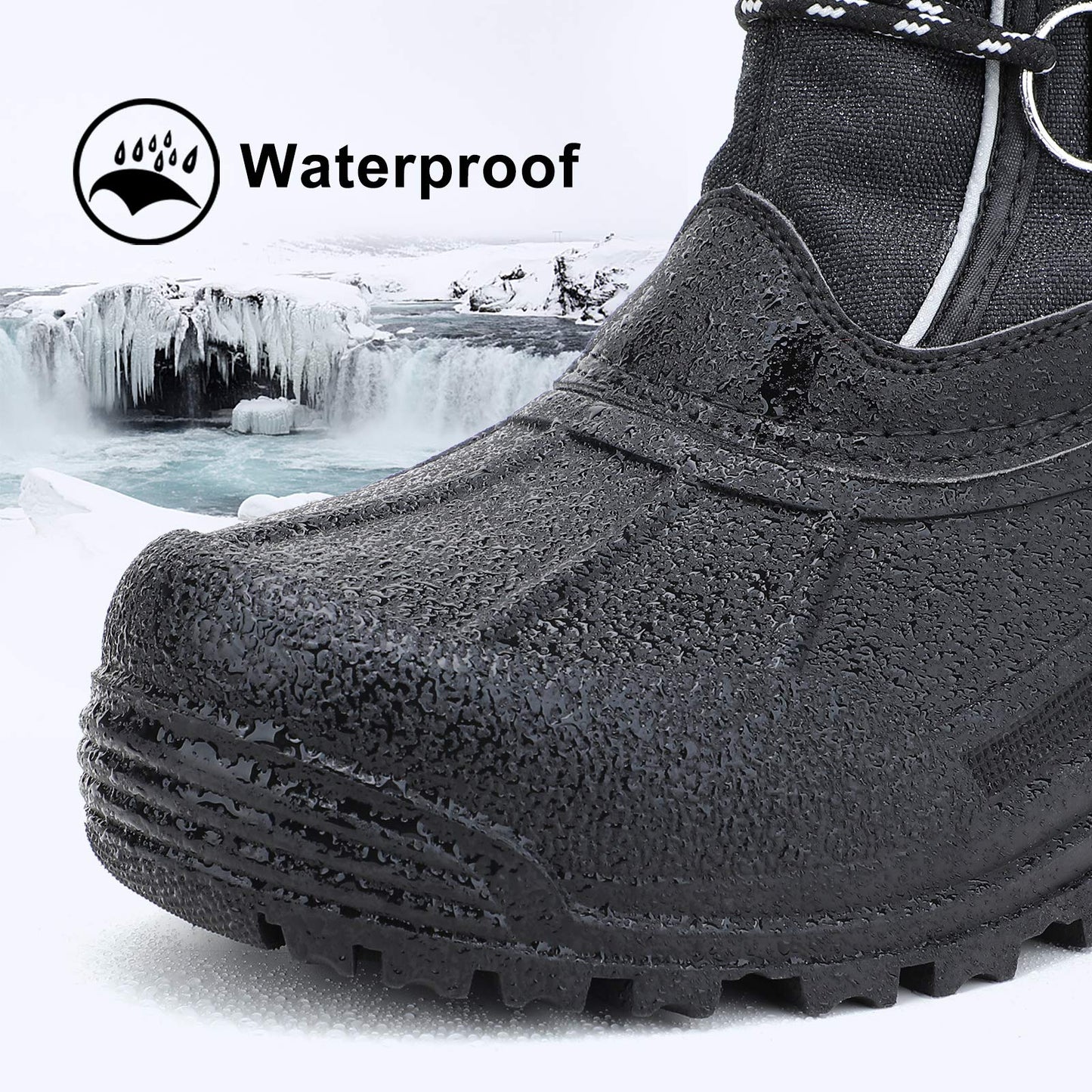 ALEADER Insulated Snow Boots For Men, Waterproof Cold Weather Winter Shoes Boots Black 10 D(M) US