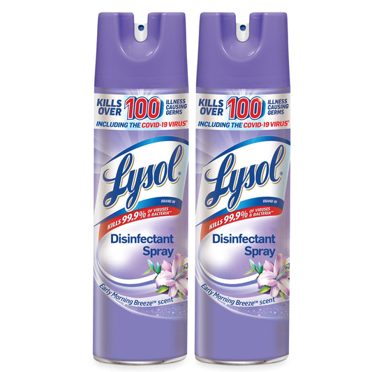 Lysol Disinfectant Spray, Sanitizing And Antibacterial Spray, For Disinfecting And Deodorizing, Early Morning Breeze, 19 Fl Oz (Pack Of 2), Packaging May Vary