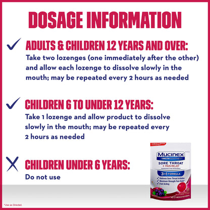 Mucinex InstaSoothe Sore Throat + Pain Relief Elderberry & Wild Cherry Flavor, Fast Acting, Powerful Oral Pain Reliever, 40 Medicated Drops