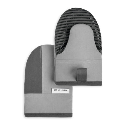 KitchenAid Beacon Two-Tone Non-Slip Mini Oven Mitt Set, Cool Grey/Frost Grey, 5.5"x8", 2 Piece