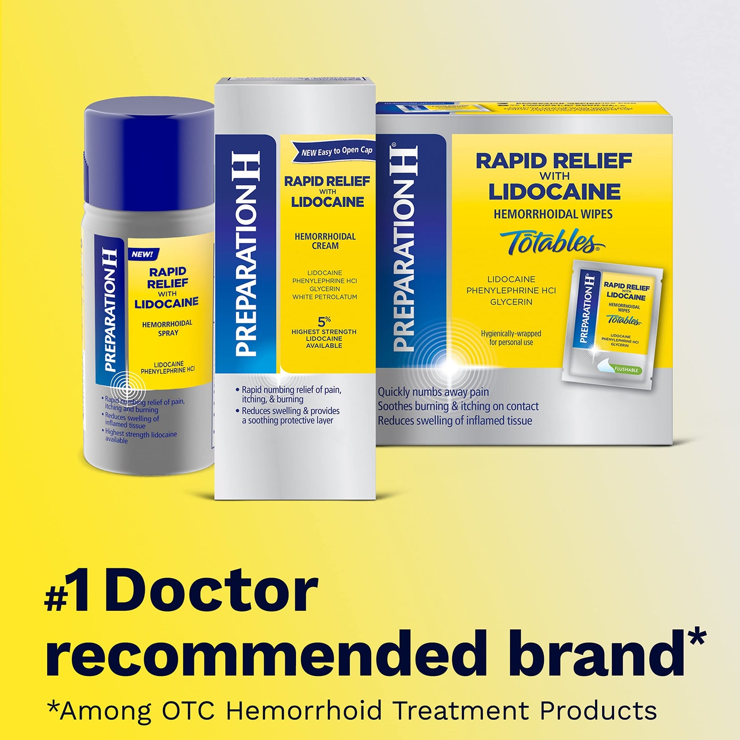 Preparation H Rapid Relief Hemorrhoid Cream with Lidocaine, Numbing Relief for Swelling, Pain, Burning and Itching - 1 Oz Tube