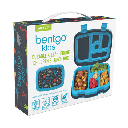 Bentgo® Kids Prints Leak-Proof, 5-Compartment Bento-Style Kids Lunch Box - Ideal Portion Sizes for Ages 3 to 7 - BPA-Free, Dishwasher Safe, Food-Safe Materials (Dinosaur)