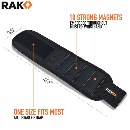 RAK Magnetic Wristband for Holding Screws, Nails and Drill Bits for Men - Made from Premium Ballistic Nylon with Lightweight Powerful Magnets - Valentine's Day Gifts for Men