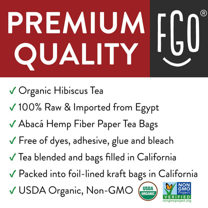 FGO Organic Hibiscus Tea, Eco-Conscious Tea Bags, 100 Count, Packaging May Vary (Pack of 1)