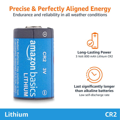 Amazon Basics CR2 Lithium Batteries, 3 Volt, Long Lasting Power, Low Self-Discharge Rate Pack of 4