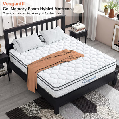 Vesgantti Full Size Mattress, 10 Inch Hybrid Full Mattress in a Box, Double Mattress with Memory Foam and Pocket Spring, Ergonomic Design & Pressure Relief, Medium Firm Feel, 54"*75"*10"