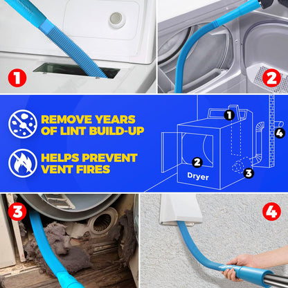 Holikme Dryer Vent Cleaner Kit Vacuum Hose Attachment Brush, Lint Remover, Dryer Vent Vacuum Hose, Blue