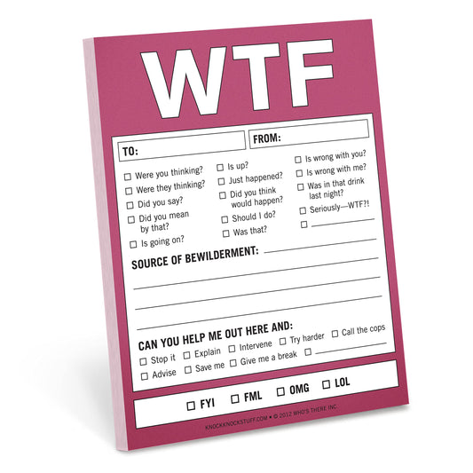 Knock Knock WTF Notes Nifty Note Checklist Memo Pad, 50 Sheets