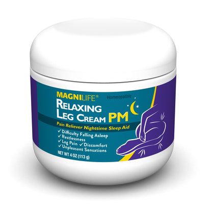 MagniLife Relaxing Leg Cream PM, Deep Penetrating Topical for Pain and Restless Leg Syndrome Relief, Naturally Soothe Cramping, Discomfort, and Tossing with Lavender and Magnesium - 4oz