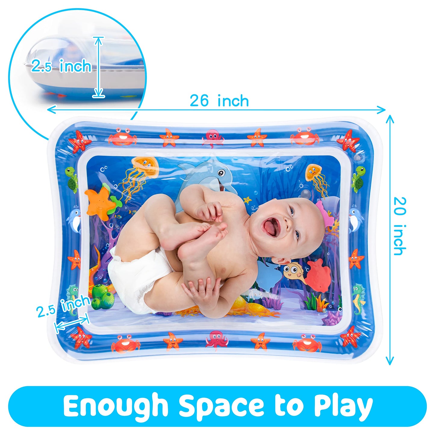 Yeeeasy Tummy Time Water Mat 丨Water Play Mat for Babies Inflatable Tummy Time Water Play Mat for Infants and Toddlers 3 to 12 Months Promote Development Toys Cute Baby Christmas Gifts