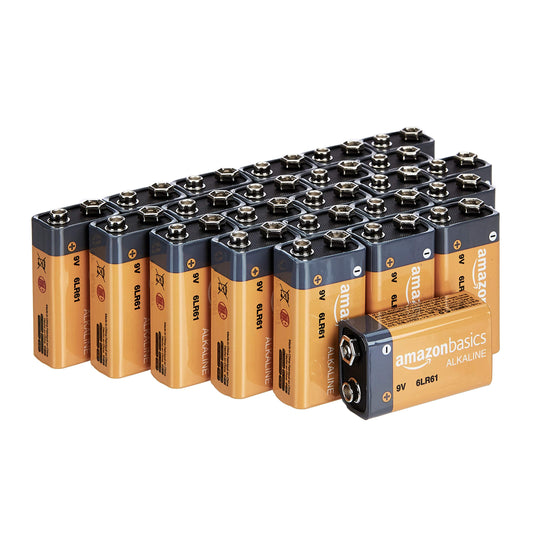 Amazon Basics 9 Volt Performance All-Purpose Alkaline Batteries, 5-Year Shelf Life, 192 Count Total, 8 Pack of 24