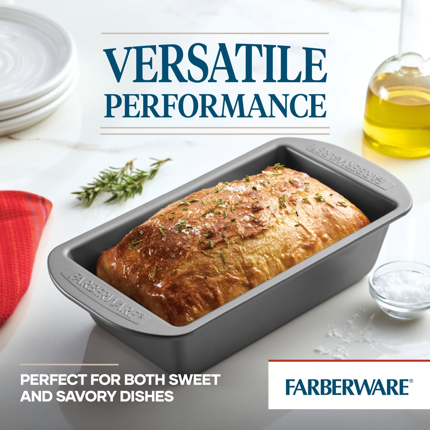 Farberware Bakeware Meatloaf/Nonstick Baking Loaf Pan Set, Two 9-Inch x 5-Inch, Gray