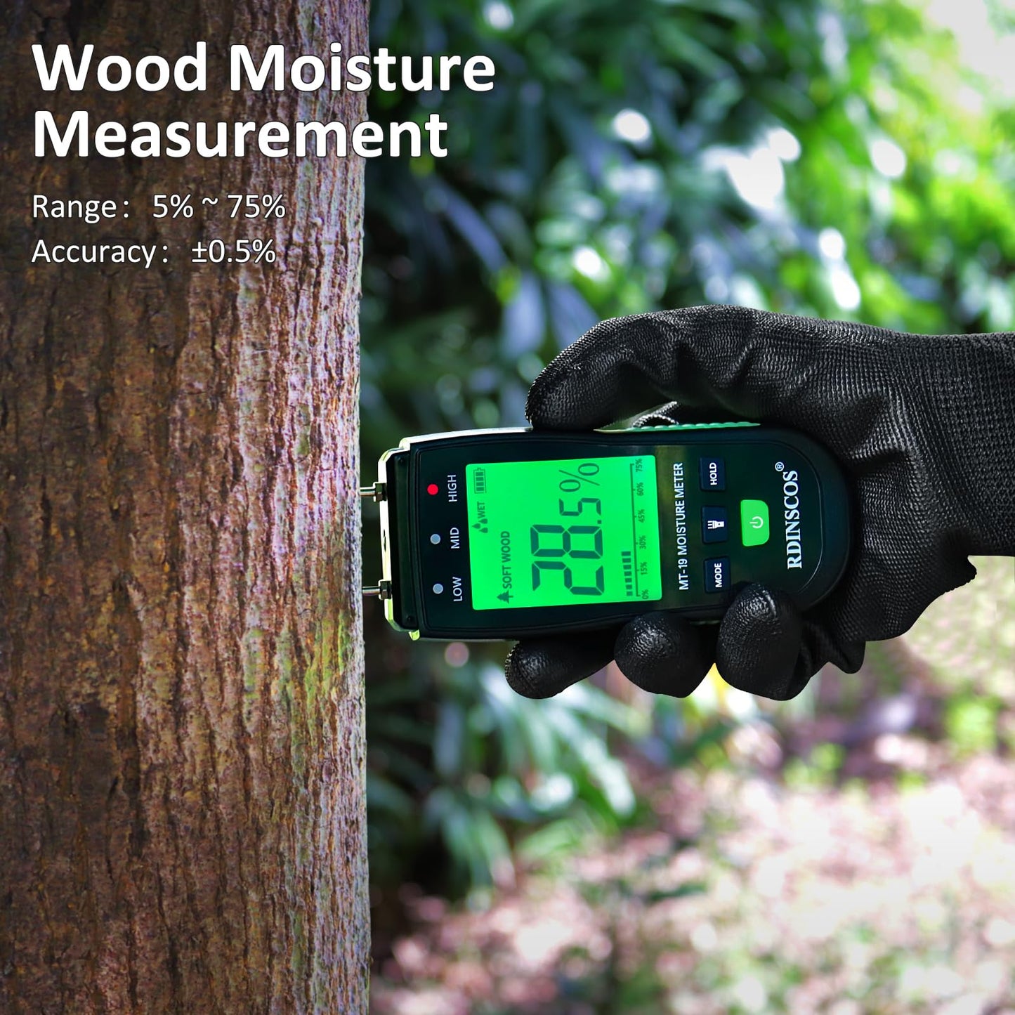 Wood Moisture Meter, Firewood Moisture Tester, Drywall Moisture Detector Professional Moisture Content Meter Lumber Logs Concrete Floors Carpet Ceiling Building Material Hardwood (Pin-type)