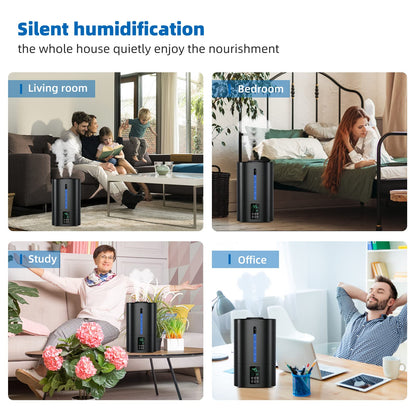 6L Humidifiers for Bedroom Large Room Home, Cool and Warm for Baby and Plants Mist Top Fill Desk Humidifiers Essential Oil Diffuser, Quiet with Adjustable Mist,360°Nozzle-Black