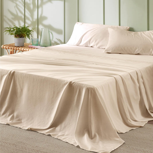 Bedsure California King Sheet Sets - Soft Sheets for California King Size Bed, 4 Pieces Hotel Luxury Beige Sheets Cal King, Easy Care Polyester Microfiber Cooling Bed Sheet Set