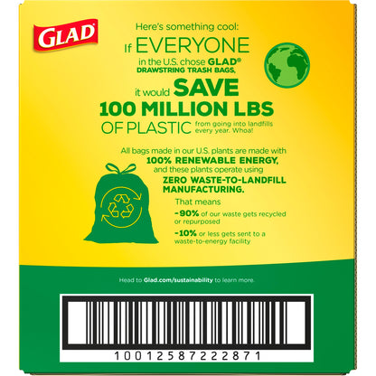 Glad ForceFlex Tall Kitchen Drawstring Trash Bags, 13 Gal, Unscented, 120 Ct, Pack May Vary