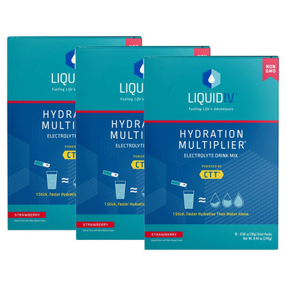 Liquid I.V. Hydration Multiplier Electrolyte Powder Packet Drink Mix, Strawberry, 15 Ct