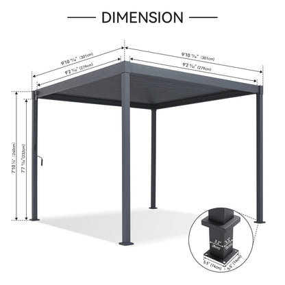 Gardesol Louvered Pergola, 10'X10' Adjustable Outdoor Pergola Gazebo for Deck Patio Garden Backyard, Matte Black