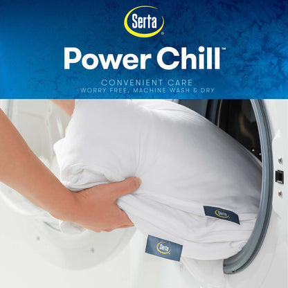 Serta Power Chill Cooling Pillow Protectors, Stain Resistant and Zippered Pillow Protector, Protects Pillow from Dust and Dirt (2 Pack), Standard/Queen, White