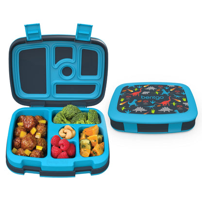 Bentgo® Kids Prints Leak-Proof, 5-Compartment Bento-Style Kids Lunch Box - Ideal Portion Sizes for Ages 3 to 7 - BPA-Free, Dishwasher Safe, Food-Safe Materials (Dinosaur)